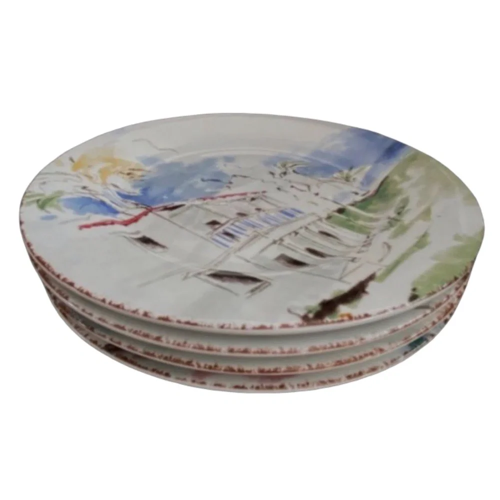 PIER 1 Destination Porcelain Salad Desert Plate 7.5” (set of 4)
